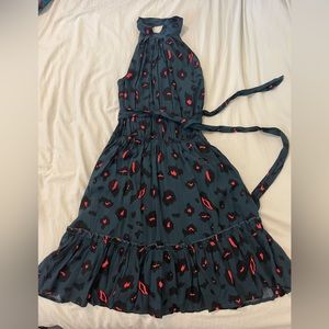 High neck semi open back dress